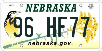 NE license plate 96HF77