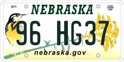 NE license plate 96HG37