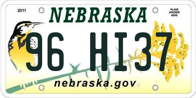 NE license plate 96HI37