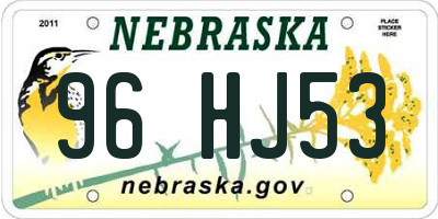 NE license plate 96HJ53
