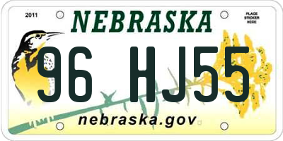 NE license plate 96HJ55