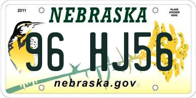 NE license plate 96HJ56