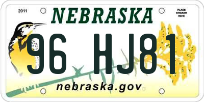 NE license plate 96HJ81