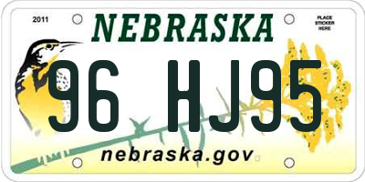 NE license plate 96HJ95