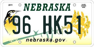 NE license plate 96HK51