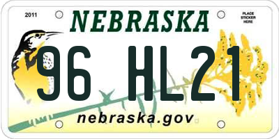 NE license plate 96HL21