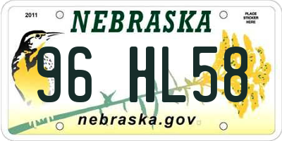 NE license plate 96HL58