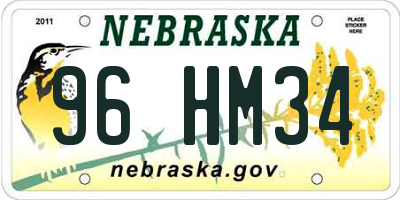NE license plate 96HM34