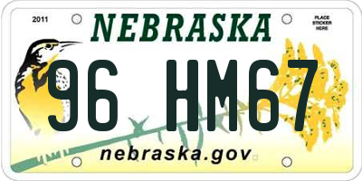 NE license plate 96HM67
