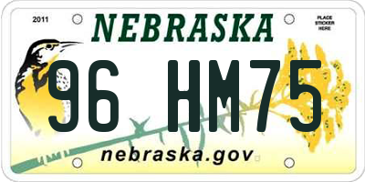 NE license plate 96HM75