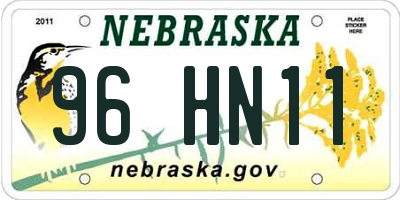 NE license plate 96HN11