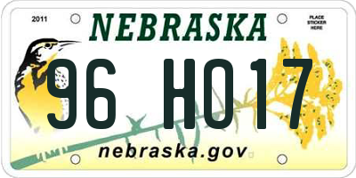 NE license plate 96HO17