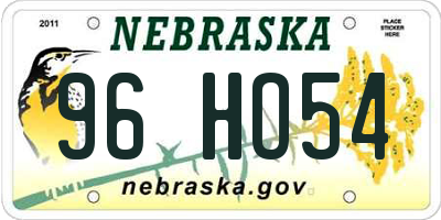NE license plate 96HO54