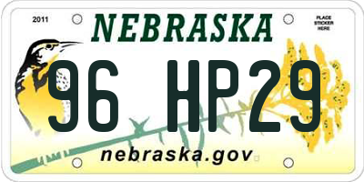 NE license plate 96HP29