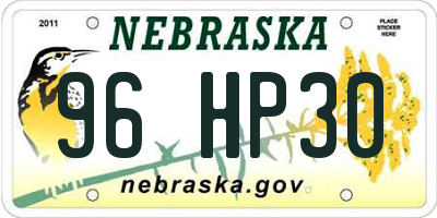 NE license plate 96HP30