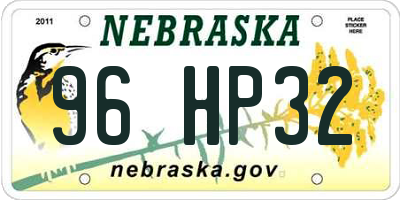 NE license plate 96HP32