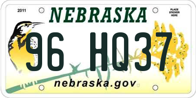NE license plate 96HQ37
