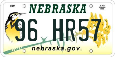 NE license plate 96HR57