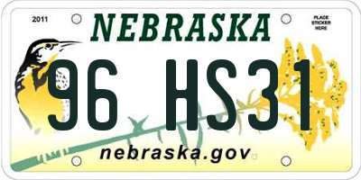 NE license plate 96HS31