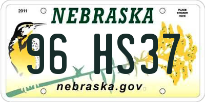 NE license plate 96HS37