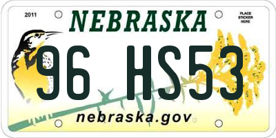 NE license plate 96HS53