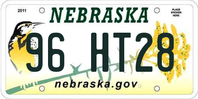 NE license plate 96HT28