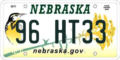 NE license plate 96HT33