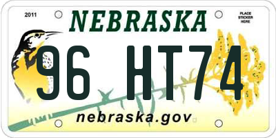 NE license plate 96HT74
