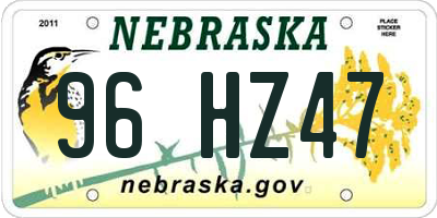 NE license plate 96HZ47