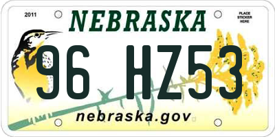 NE license plate 96HZ53