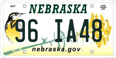NE license plate 96IA48