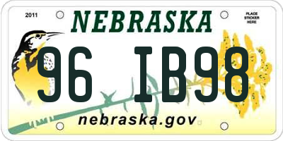 NE license plate 96IB98