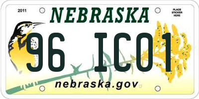 NE license plate 96IC01