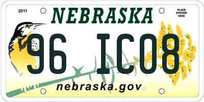 NE license plate 96IC08