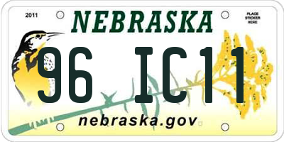 NE license plate 96IC11