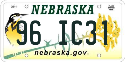 NE license plate 96IC31