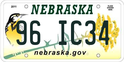 NE license plate 96IC34