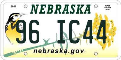 NE license plate 96IC44