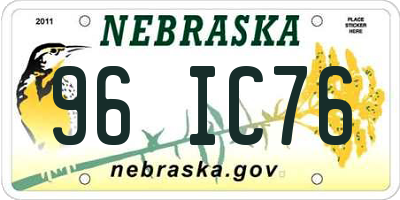 NE license plate 96IC76