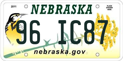 NE license plate 96IC87