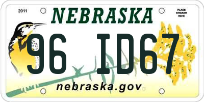 NE license plate 96ID67