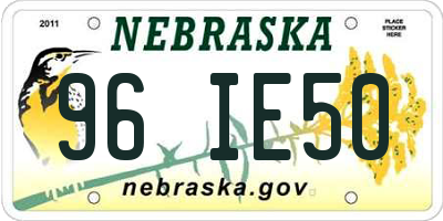 NE license plate 96IE50