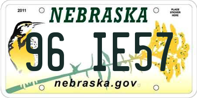 NE license plate 96IE57