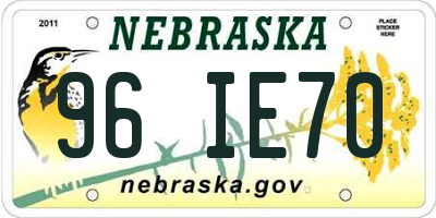 NE license plate 96IE70