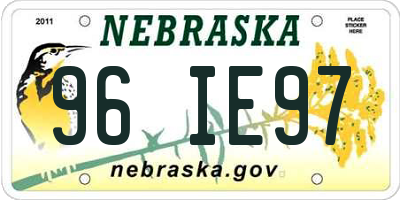 NE license plate 96IE97