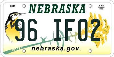 NE license plate 96IF02