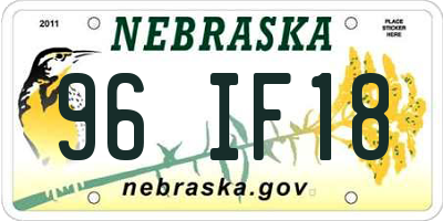 NE license plate 96IF18