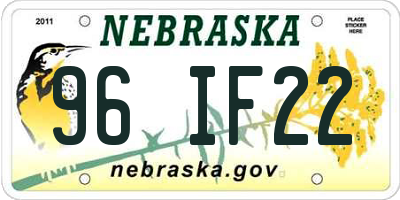 NE license plate 96IF22