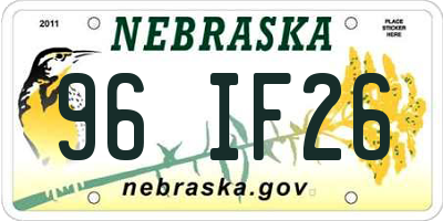 NE license plate 96IF26
