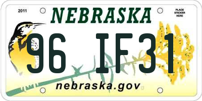 NE license plate 96IF31